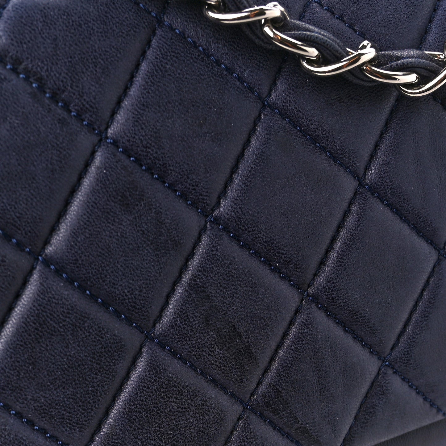 Lambskin Quilted Jumbo Single Flap Navy