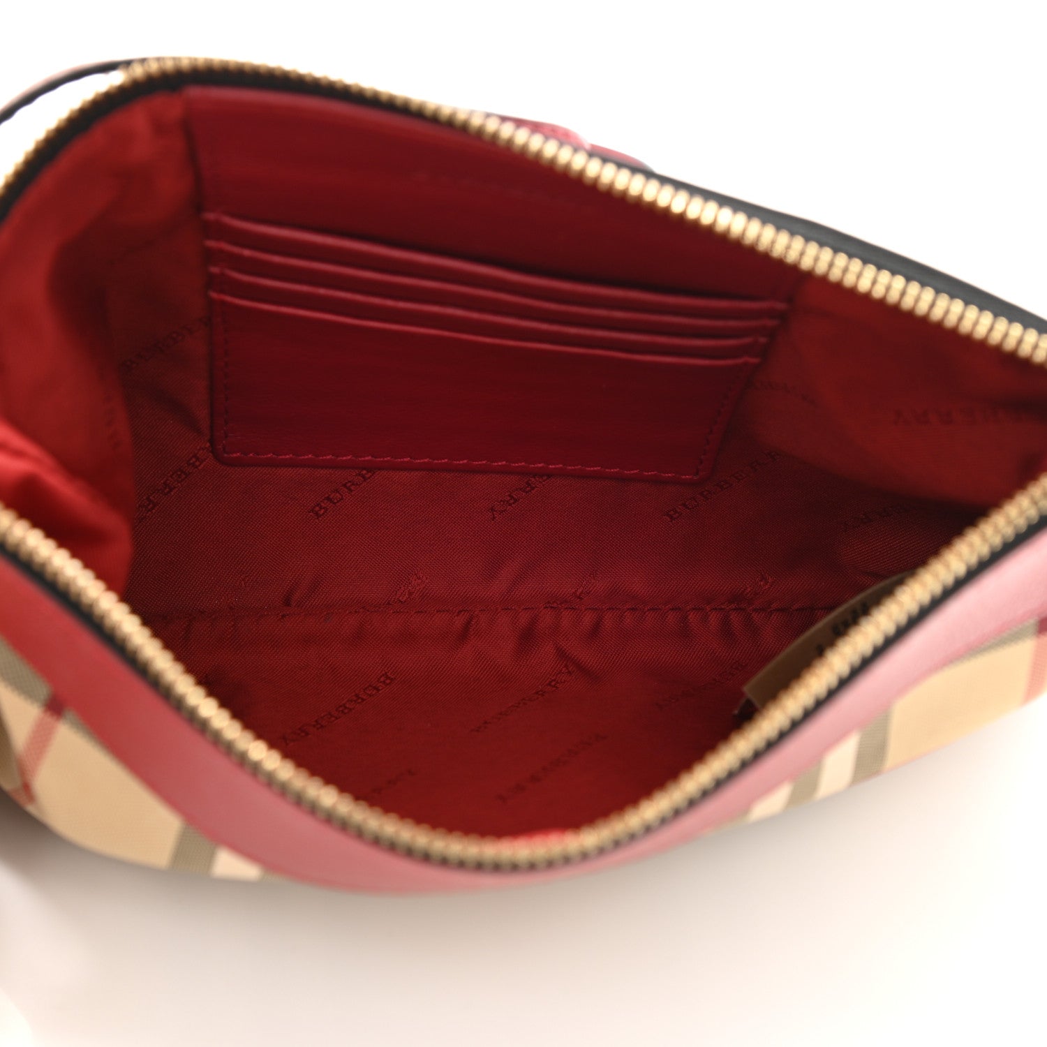 Burberry Horseferry Check Peyton Crossbody Clutch Bag Parade Red 5 of 9