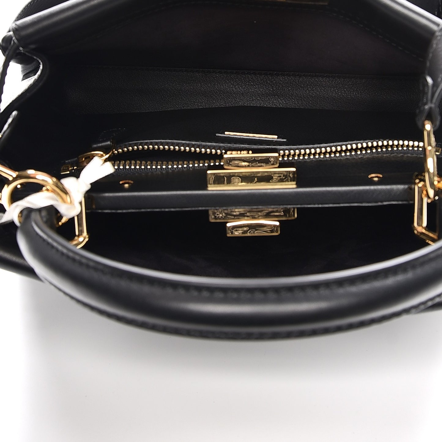 Vitello Seta Lace Up Medium Peekaboo Iconic Satchel Black