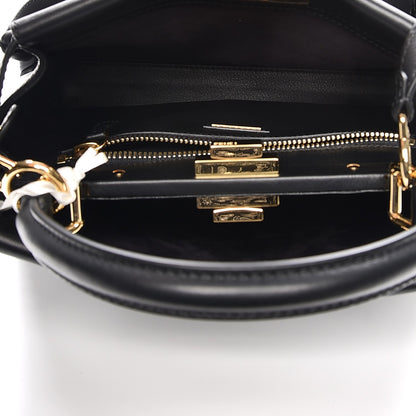 Fendi Vitello Seta Lace Up Medium Peekaboo Iconic Satchel Black 6 of 9