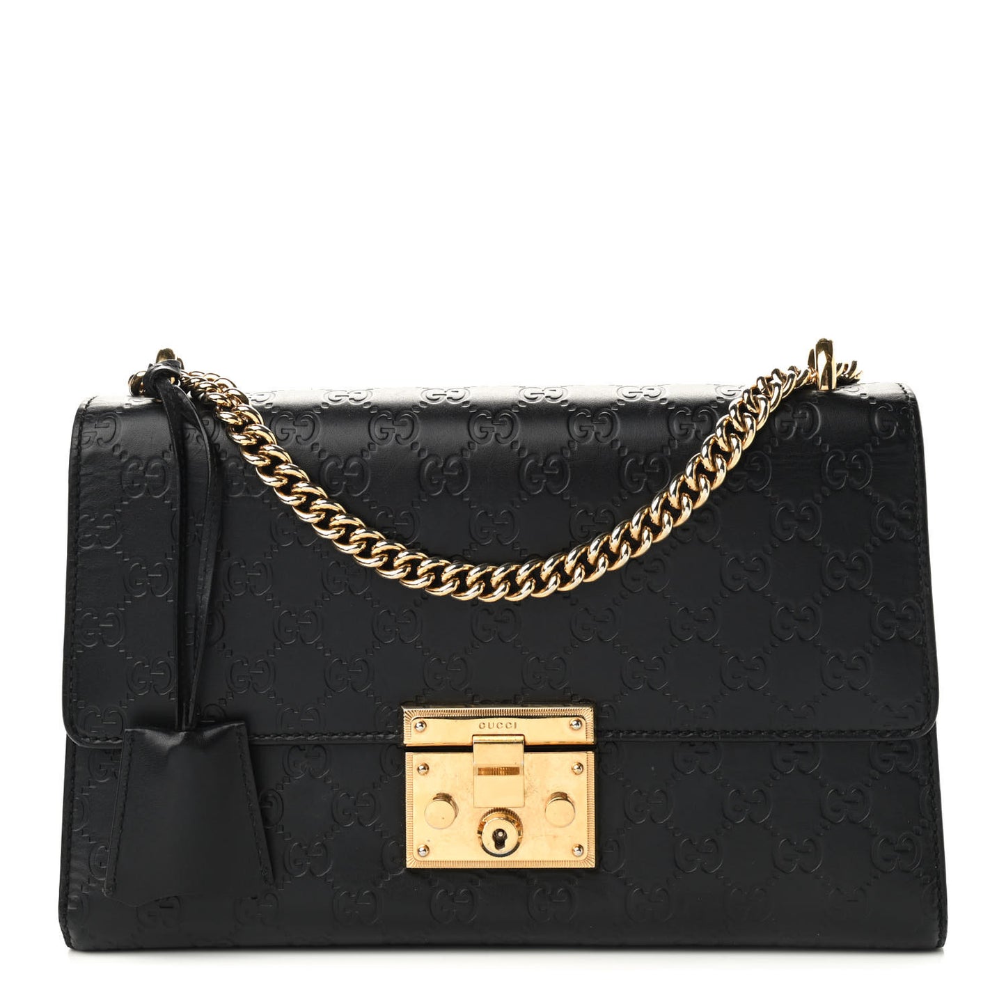 Guccissima Medium Padlock Shoulder Bag Black