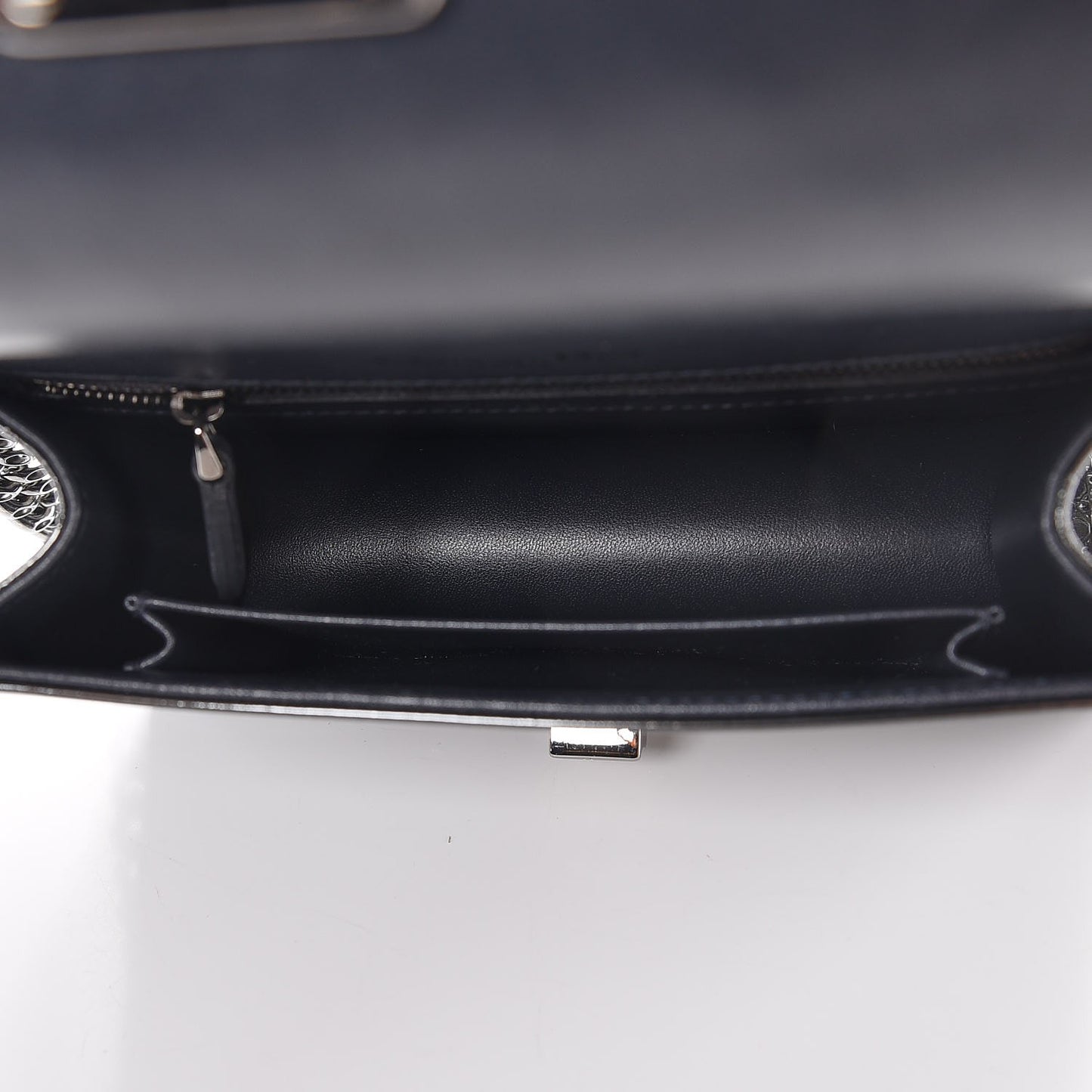 Metallic Patent Micro-Cannage Small Diorama Flap Bag Onyx Black