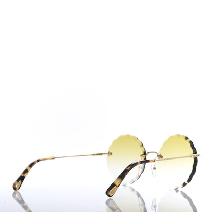 Chloe Rosie Bevelled Round Sunglasses CE142S Gold Gradient Yellow 4 of 7
