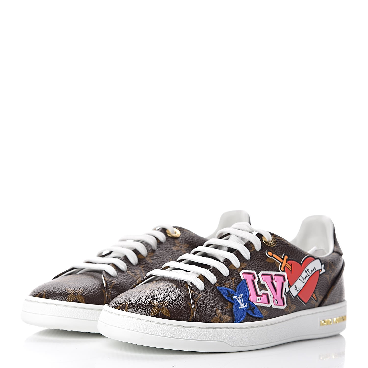 Louis Vuitton Calfskin Monogram LV Black Heart Sneakers 38 Cacao 3 of 8