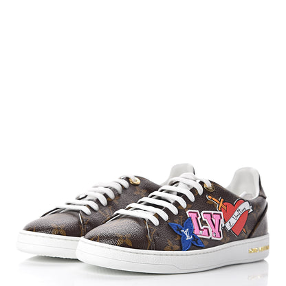 Louis Vuitton Calfskin Monogram LV Black Heart Sneakers 38 Cacao 3 of 8