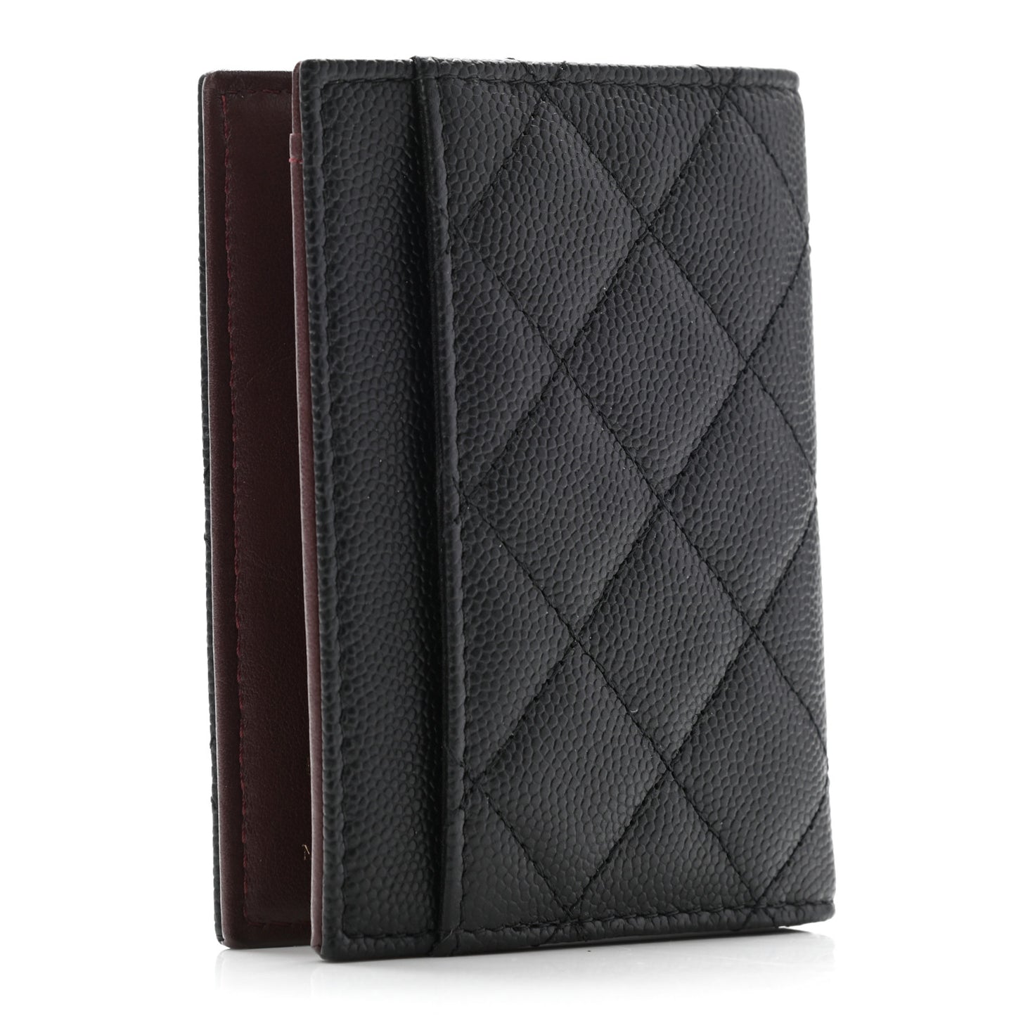 Caviar Quilted Card Holder Wallet Black