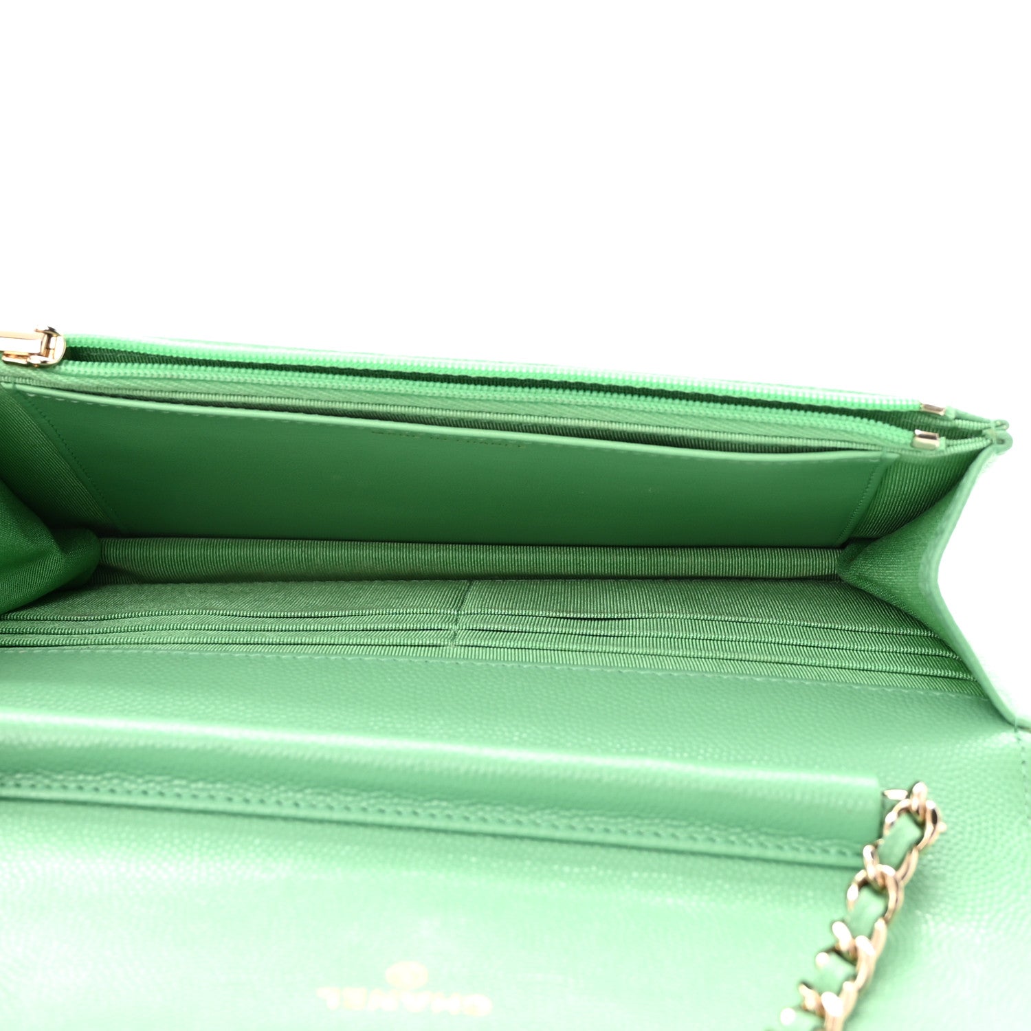 Chanel Caviar Quilted Wallet on Chain WOC Light Green 5 of 11