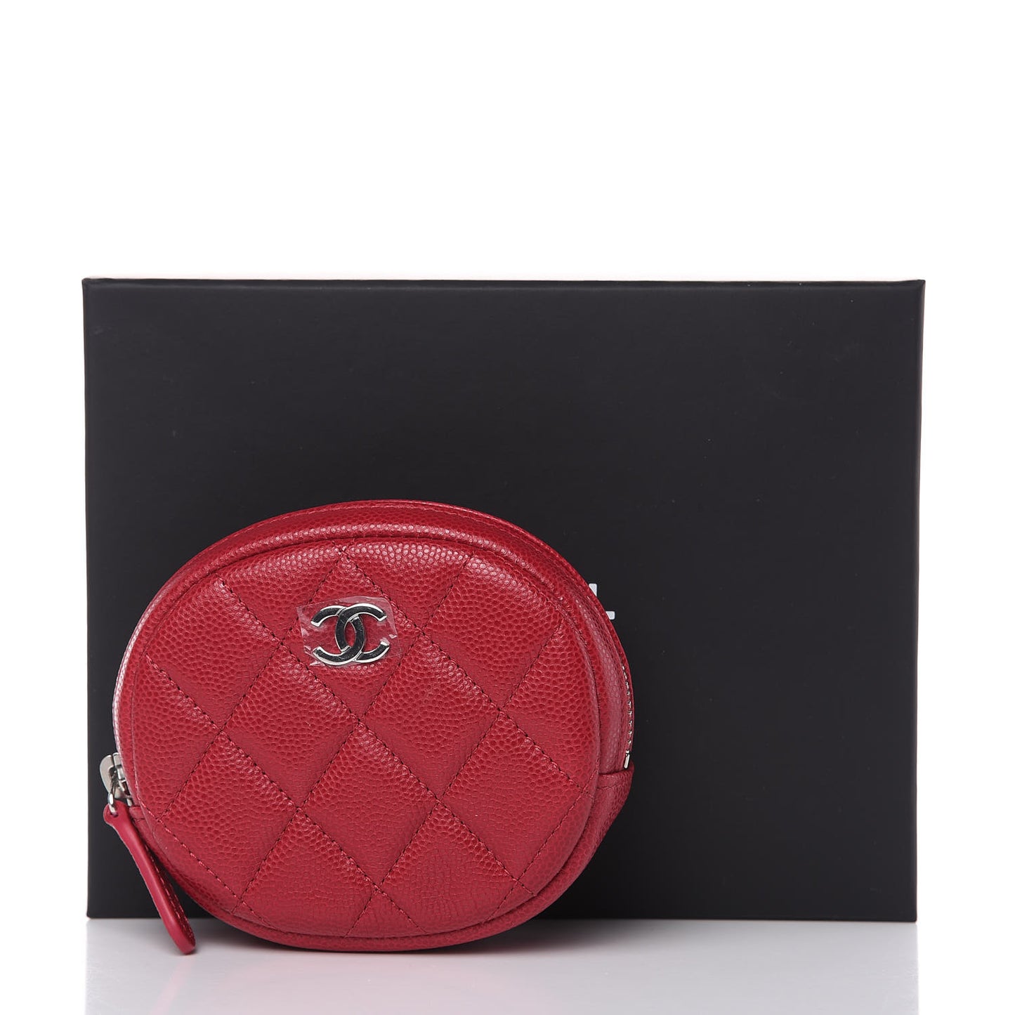 Caviar Quilted Zip Around Classic Coin Purse Dark Pink