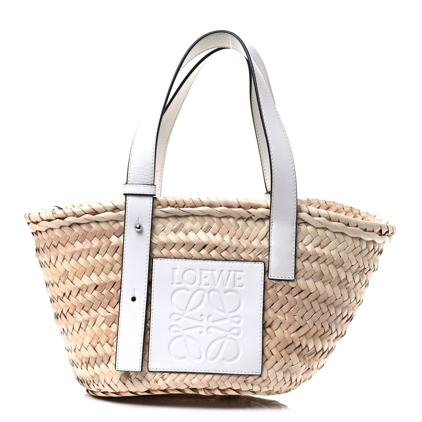 Raffia Small Basket Tote Bag Natural White