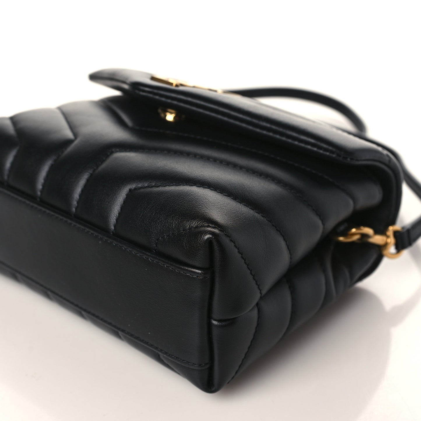 Calfskin Y Quilted Monogram Toy Loulou Crossbody Bag Black