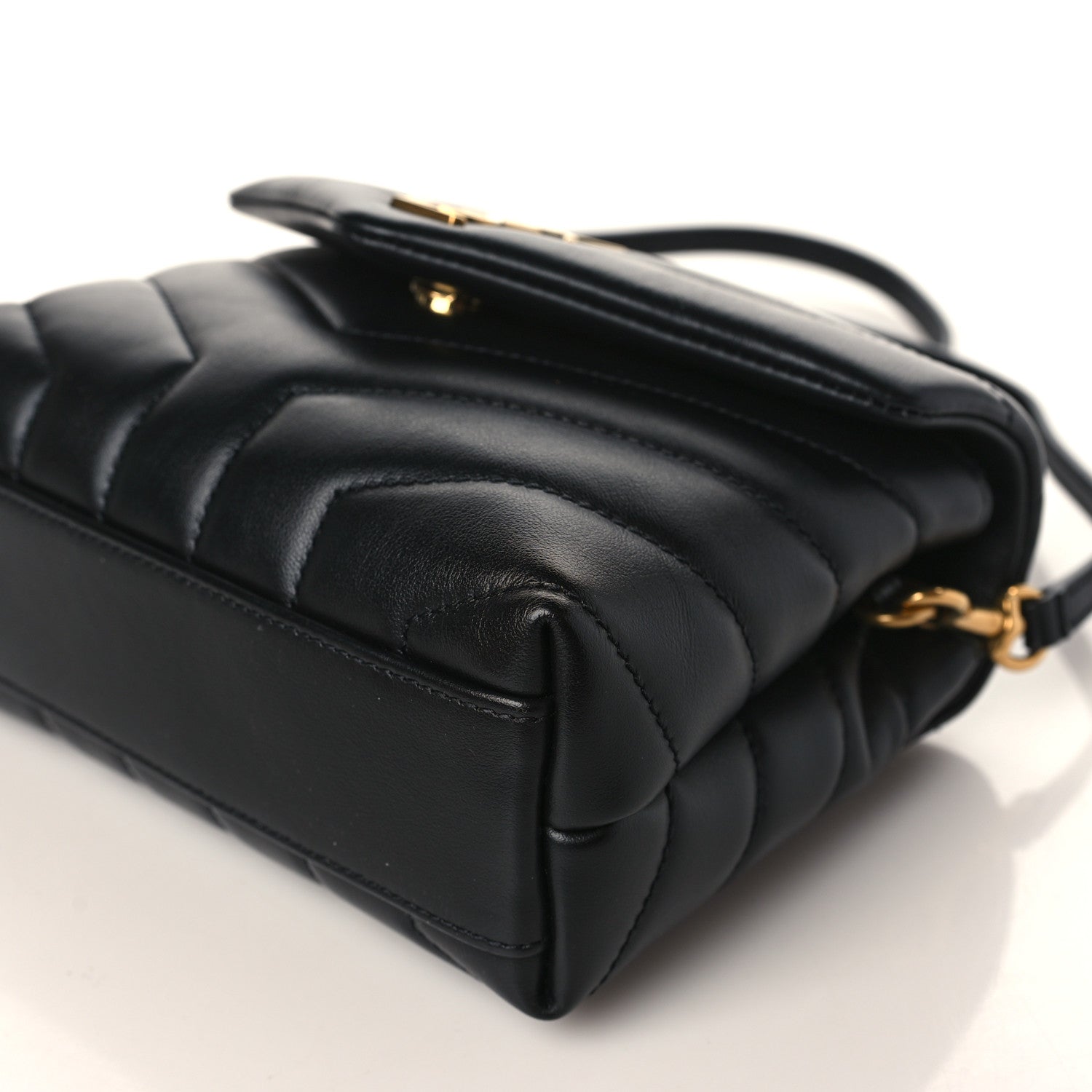 Saint Laurent Calfskin Y Quilted Monogram Toy Loulou Crossbody Bag Black 9 of 9