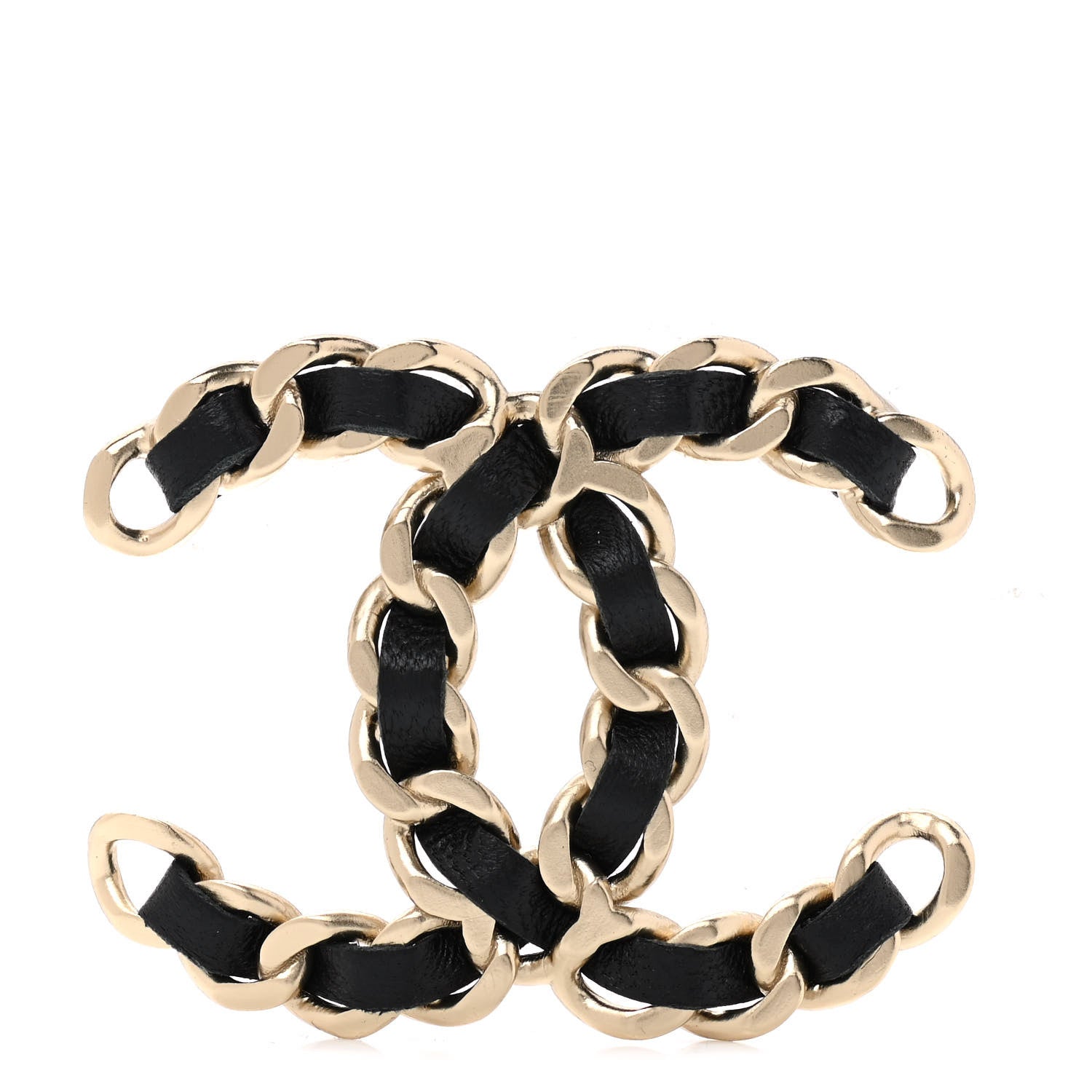 Chanel Lambskin Chain CC Brooch Black Gold 1 of 4