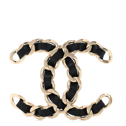 Chanel Lambskin Chain CC Brooch Black Gold 1 of 4