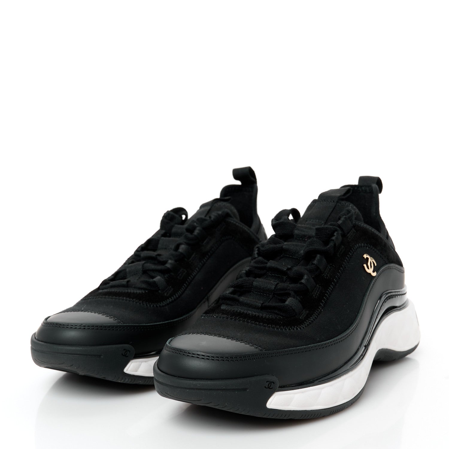 Chanel Velvet Calfskin Mixed Fibers CC Sneakers 40.5 Black 3 of 10