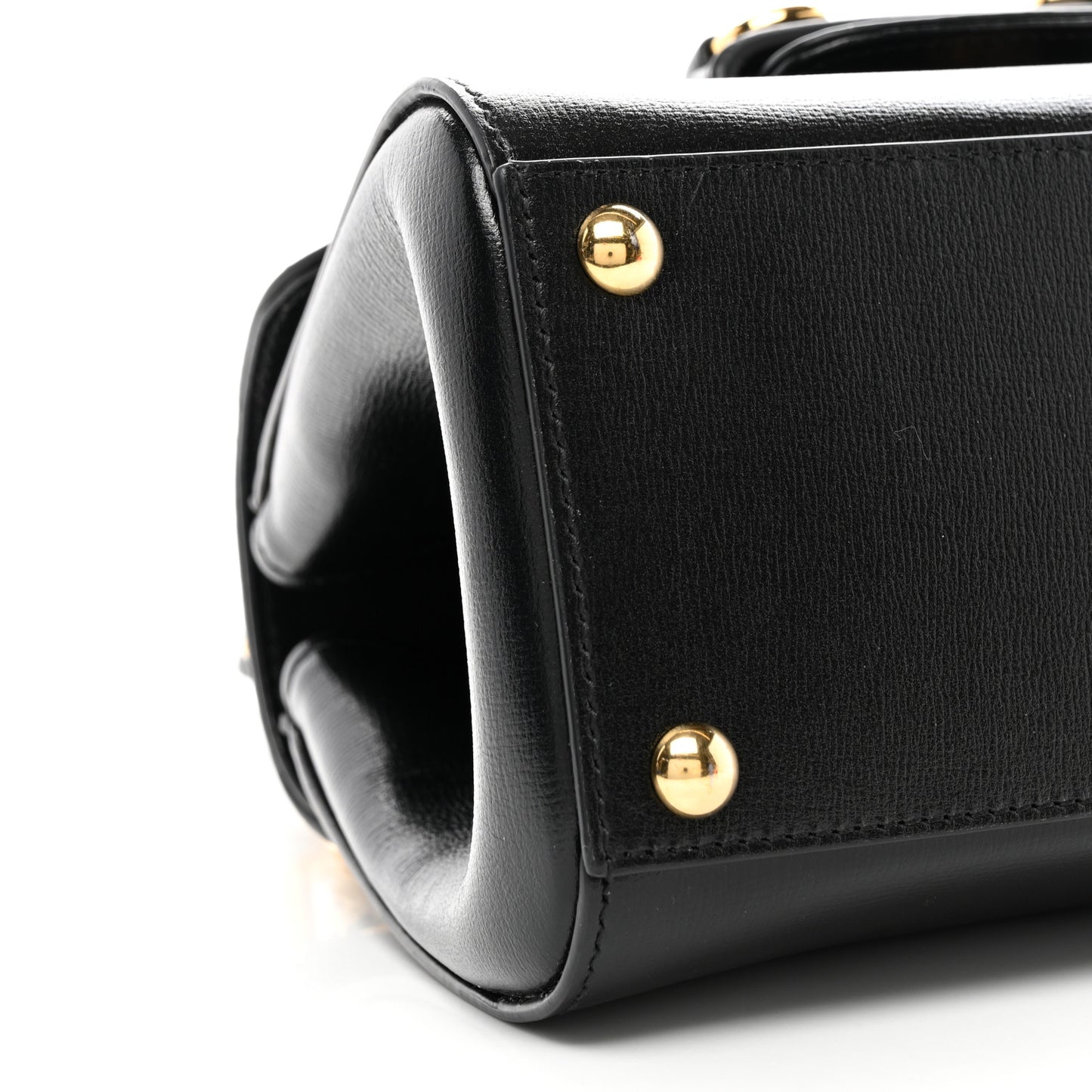 Glazed Textured Calfskin Mini Horsebit 1955 Top Handle Flap Bag Black