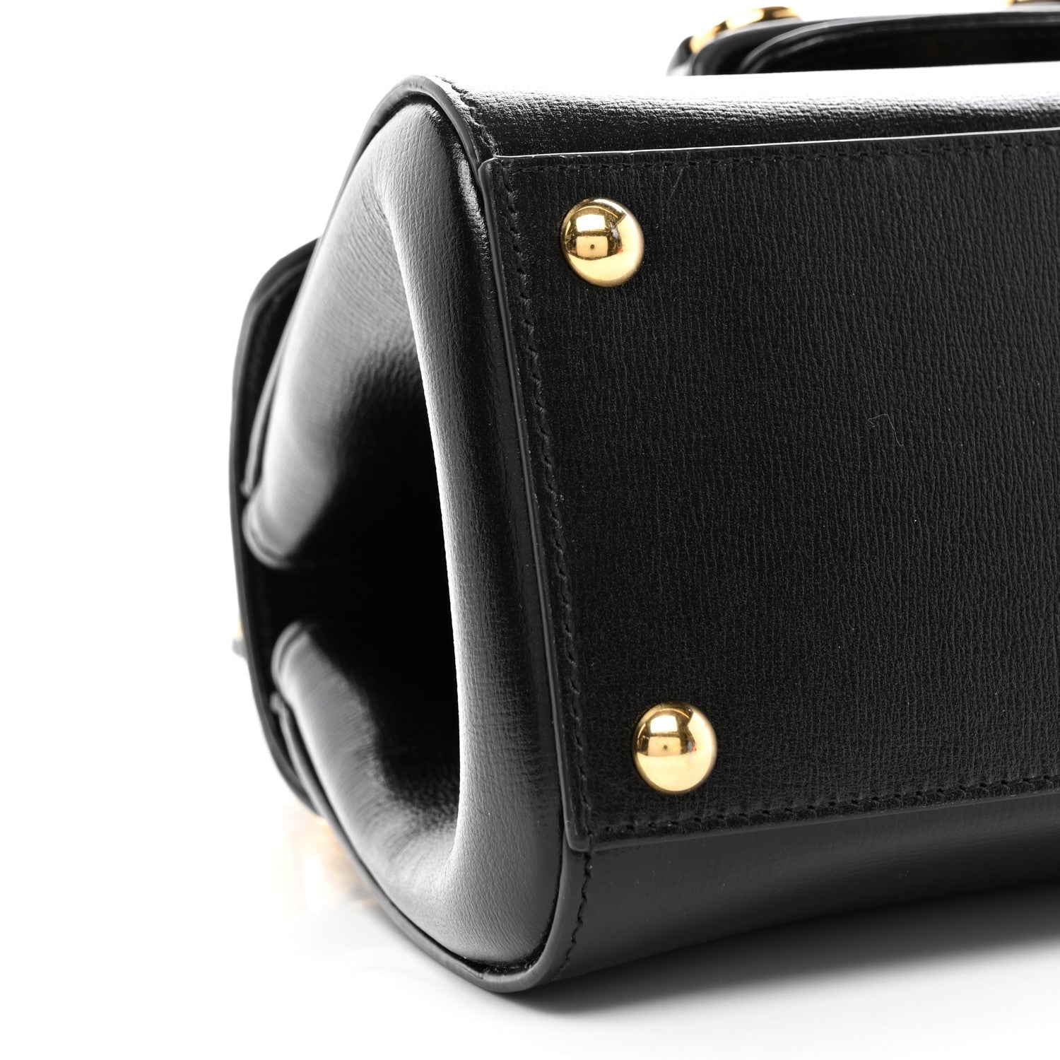 Gucci Glazed Textured Calfskin Mini Horsebit 1955 Top Handle Flap Bag Black 9 of 17