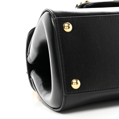 Gucci Glazed Textured Calfskin Mini Horsebit 1955 Top Handle Flap Bag Black 9 of 17