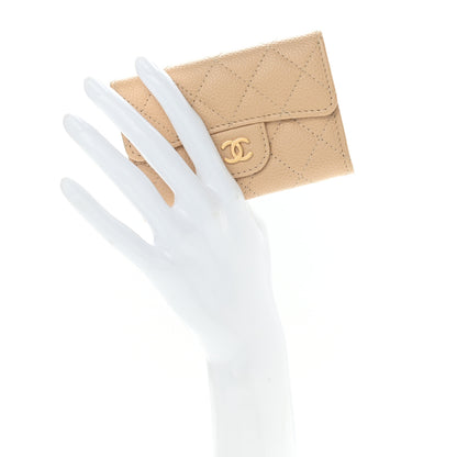 Chanel Caviar Quilted Flap Card Holder Wallet Beige 2 of 8
