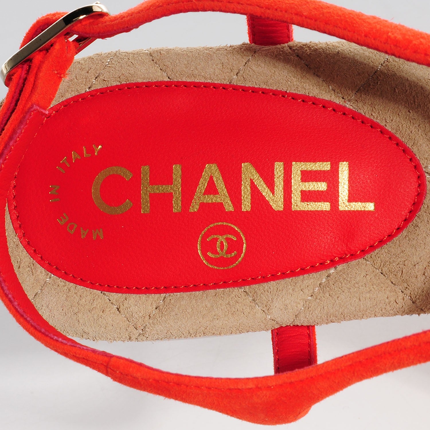 Chanel Suede Crystal Dubai CC Thong Sandals 36.5 Orange 6 of 6
