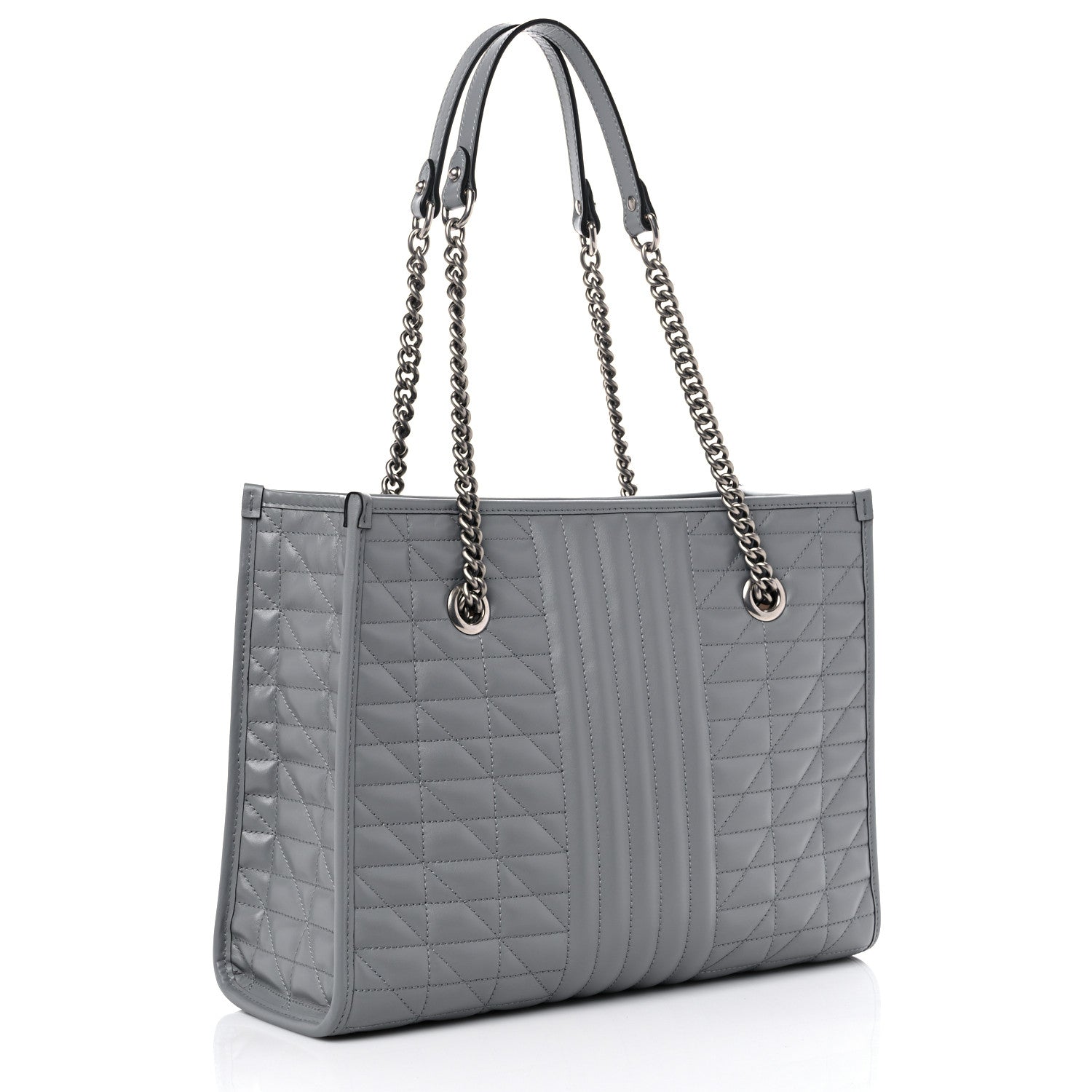 Gucci Calfskin Matelasse Aria Medium GG Marmont Shoulder Tote Deep Grey 3 of 10