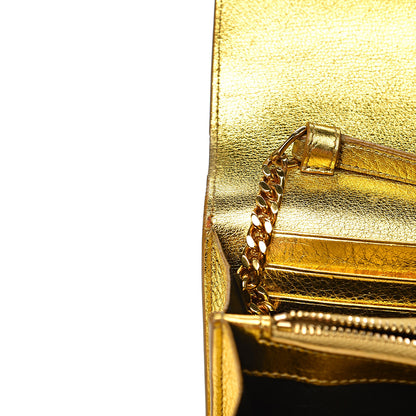 Saint Laurent Metallic Calfskin Monogram Chain Wallet Gold 7 of 22