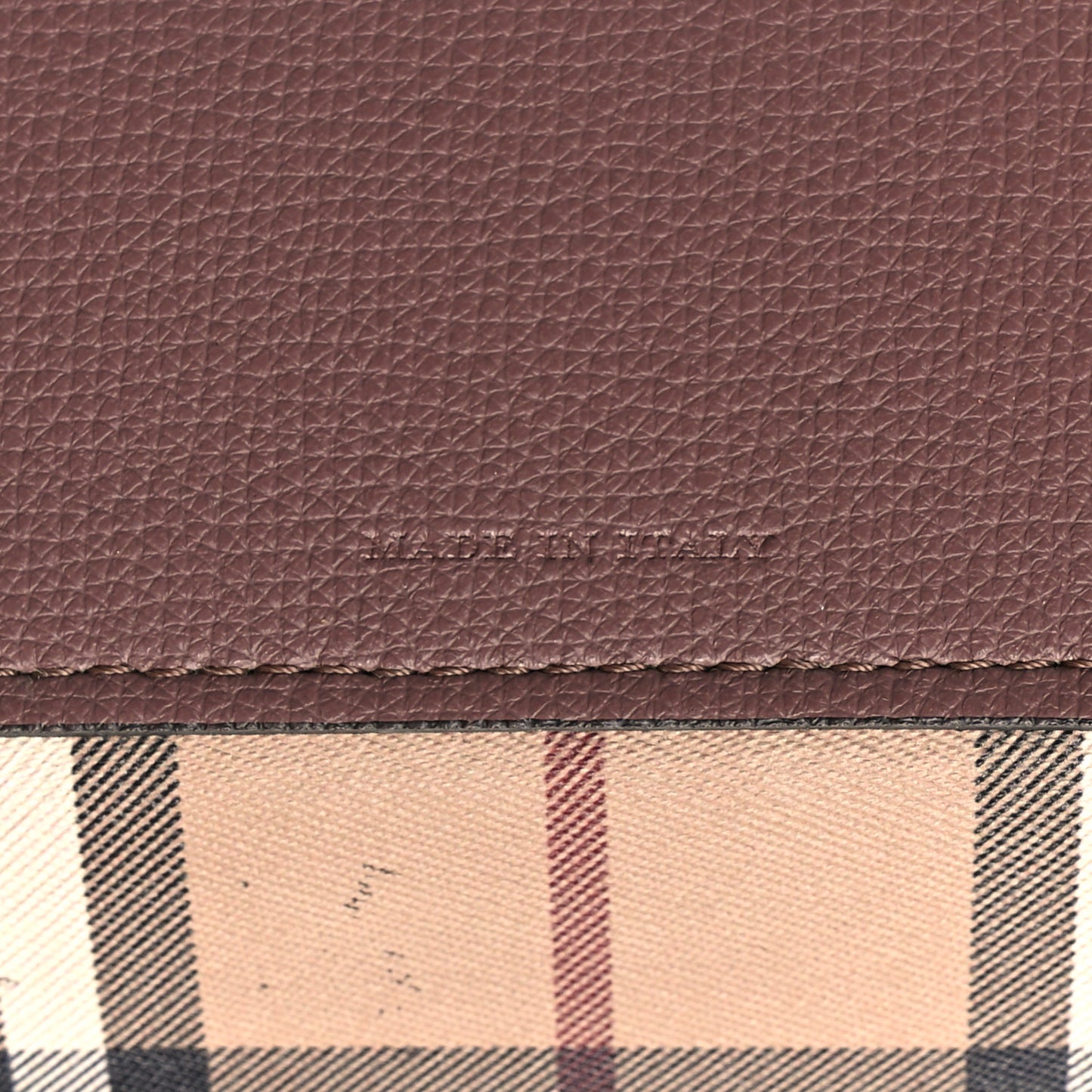 Grainy Calfskin Haymarket Check Medium Reversible Tote Light Elderberry