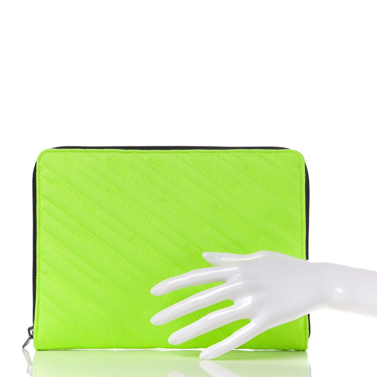Nylon Logo Matelasse Explorer Zip Around Tablet Pouch Light Fluo Green