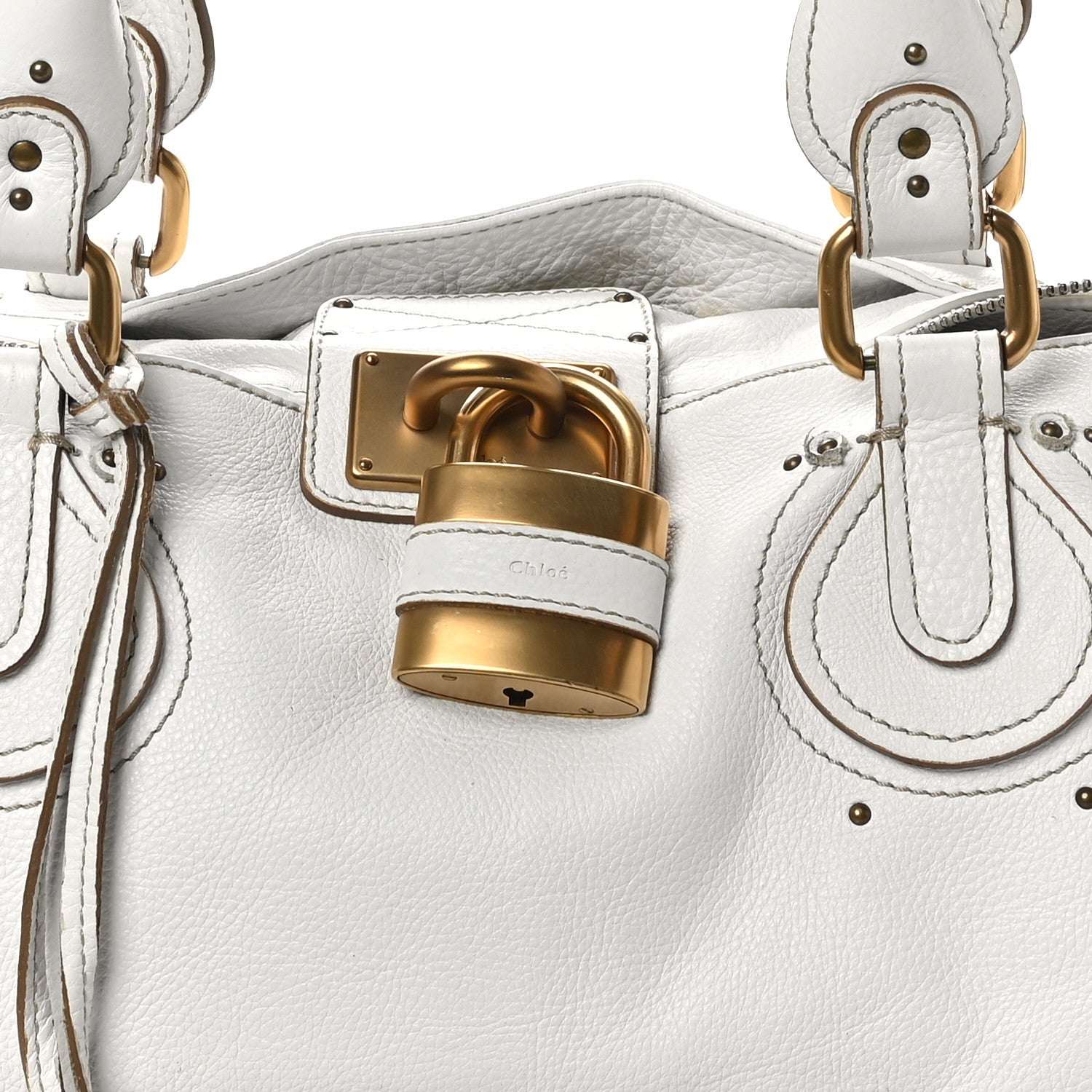 Chloe Calfskin Medium Paddington Satchel White 8 of 12
