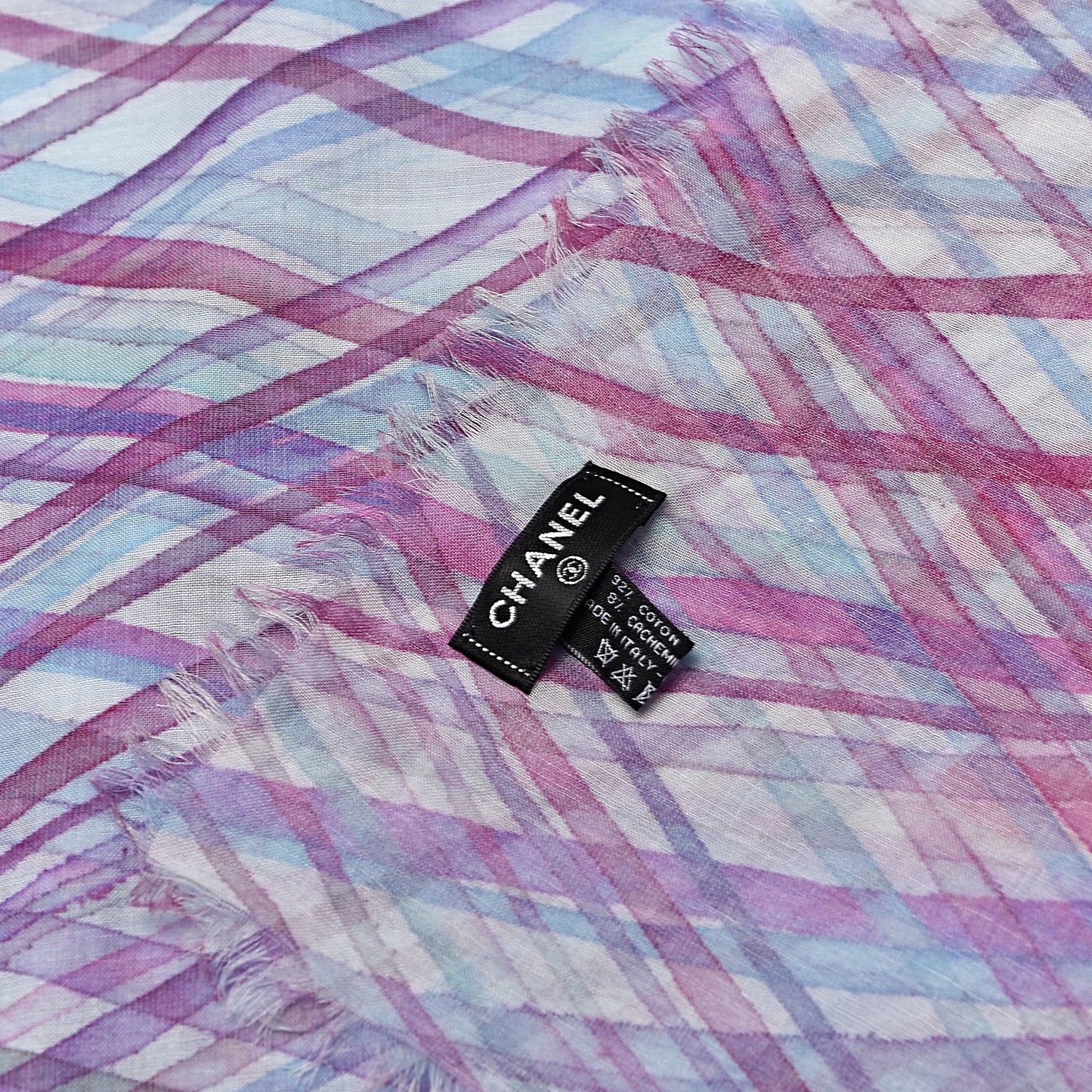 Cotton Cashmere CC Striped Pareo Scarf Blue