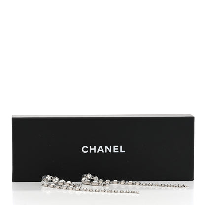 Chanel Crystal CC Long Drop Earrings Silver 5 of 5