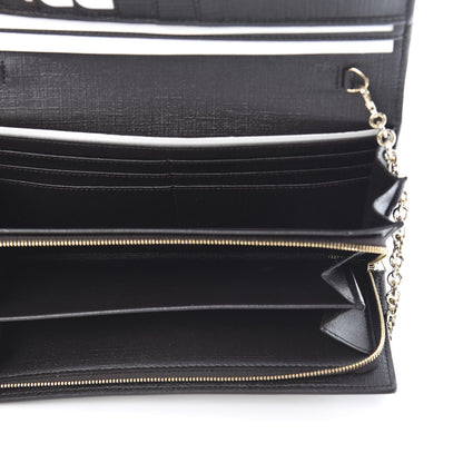 Gucci GG Supreme Monogram GG Pierce Chain Clutch Wallet Beige Ebony Black 5 of 11