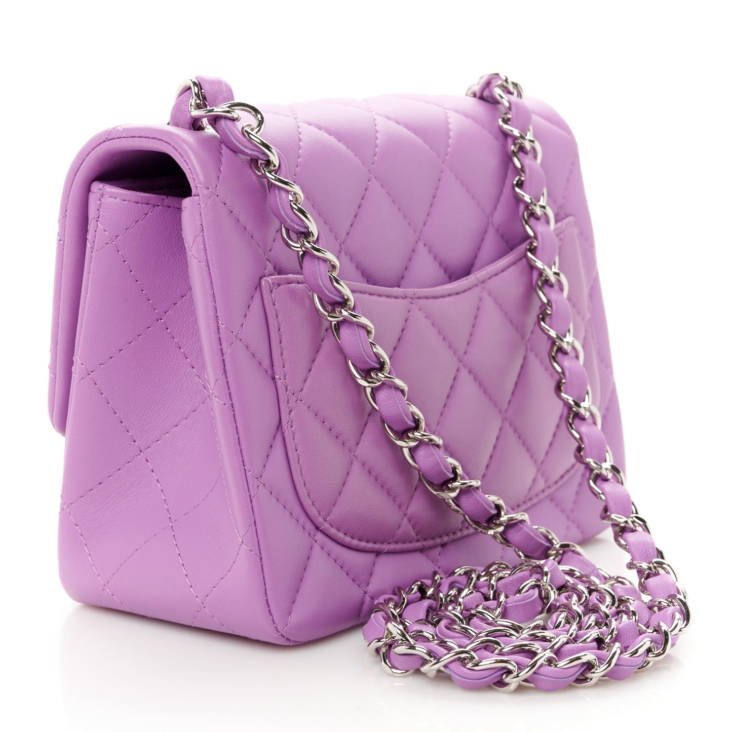 Lambskin Quilted Mini Square Flap Purple