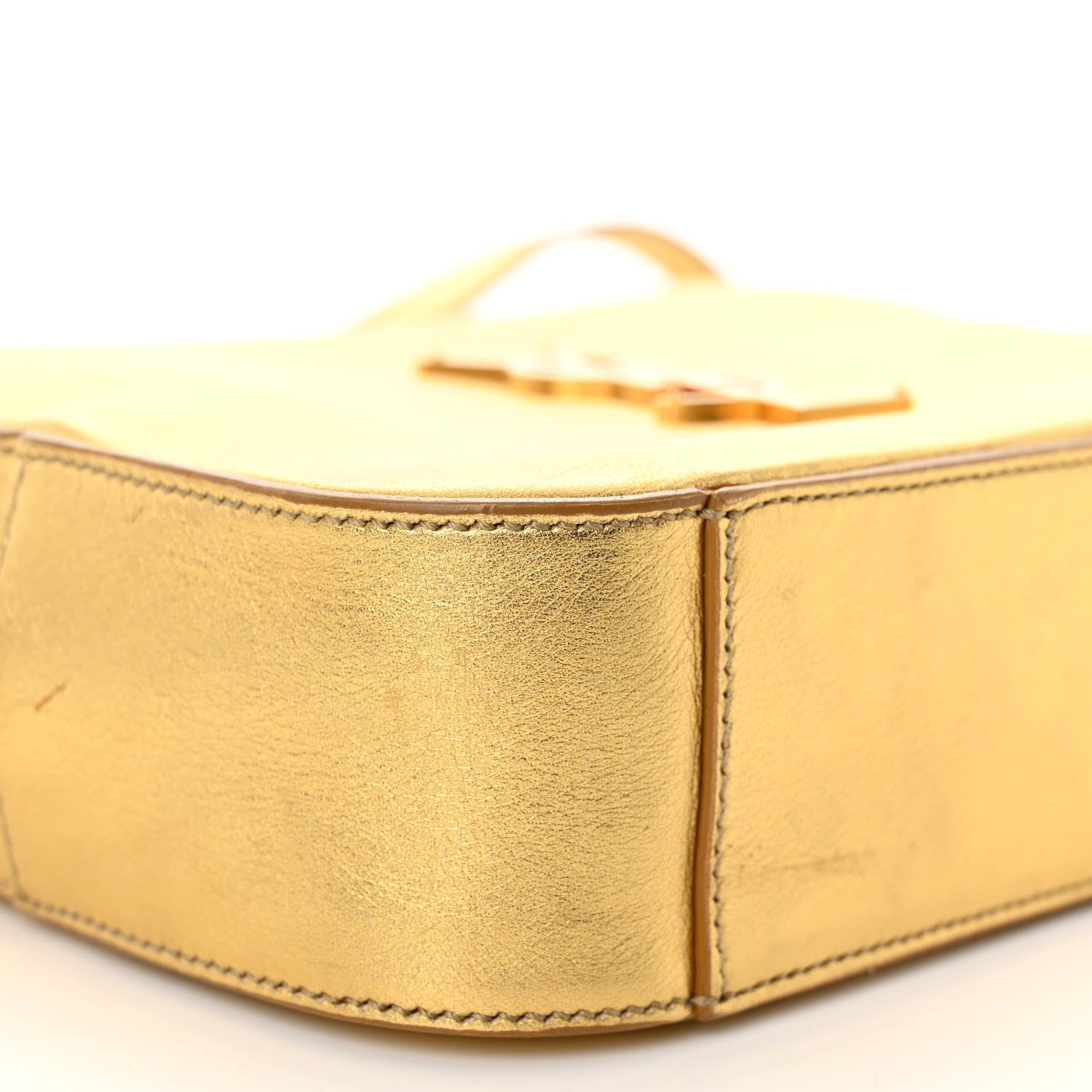 Saint Laurent Metallic Calfskin Small Classic Monogram Camera Bag Gold 8 of 10