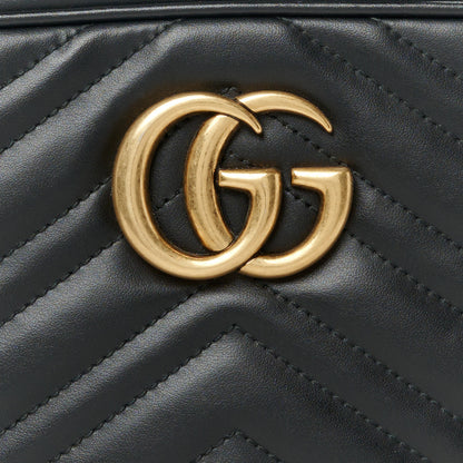 Gucci Calfskin Matelasse Small GG Marmont Chain Shoulder Bag Black 8 of 10