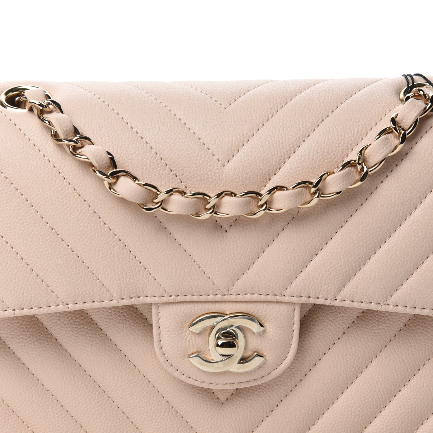Chanel Caviar Chevron Quilted Small Double Flap Beige 10 of 11