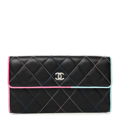 Chanel Lambskin Quilted Long Flap Wallet Multicolor 1 of 9