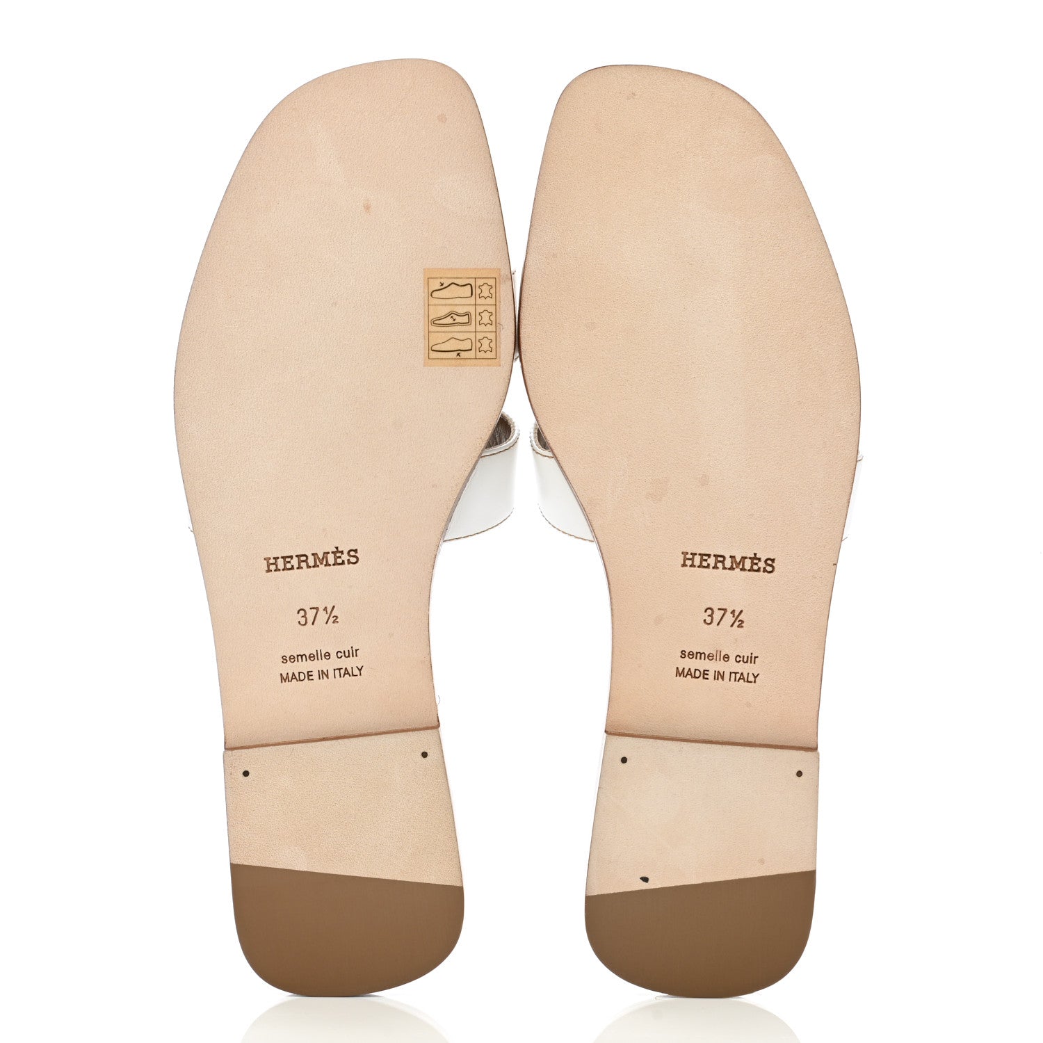 Hermes Box Calfskin Oran Sandals 37.5 White 5 of 10
