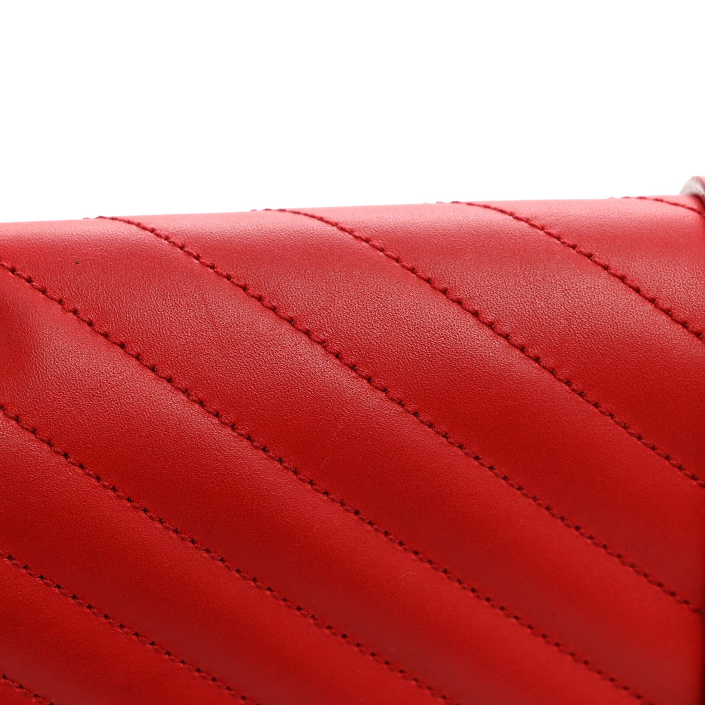 Smooth Calfskin Matelasse Chevron Large Monogram Satchel Lipstick Red