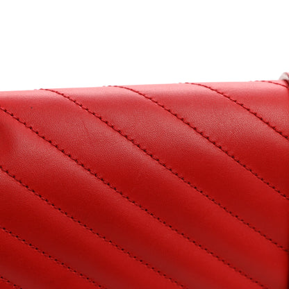 Saint Laurent Smooth Calfskin Matelasse Chevron Large Monogram Satchel Lipstick Red 10 of 11