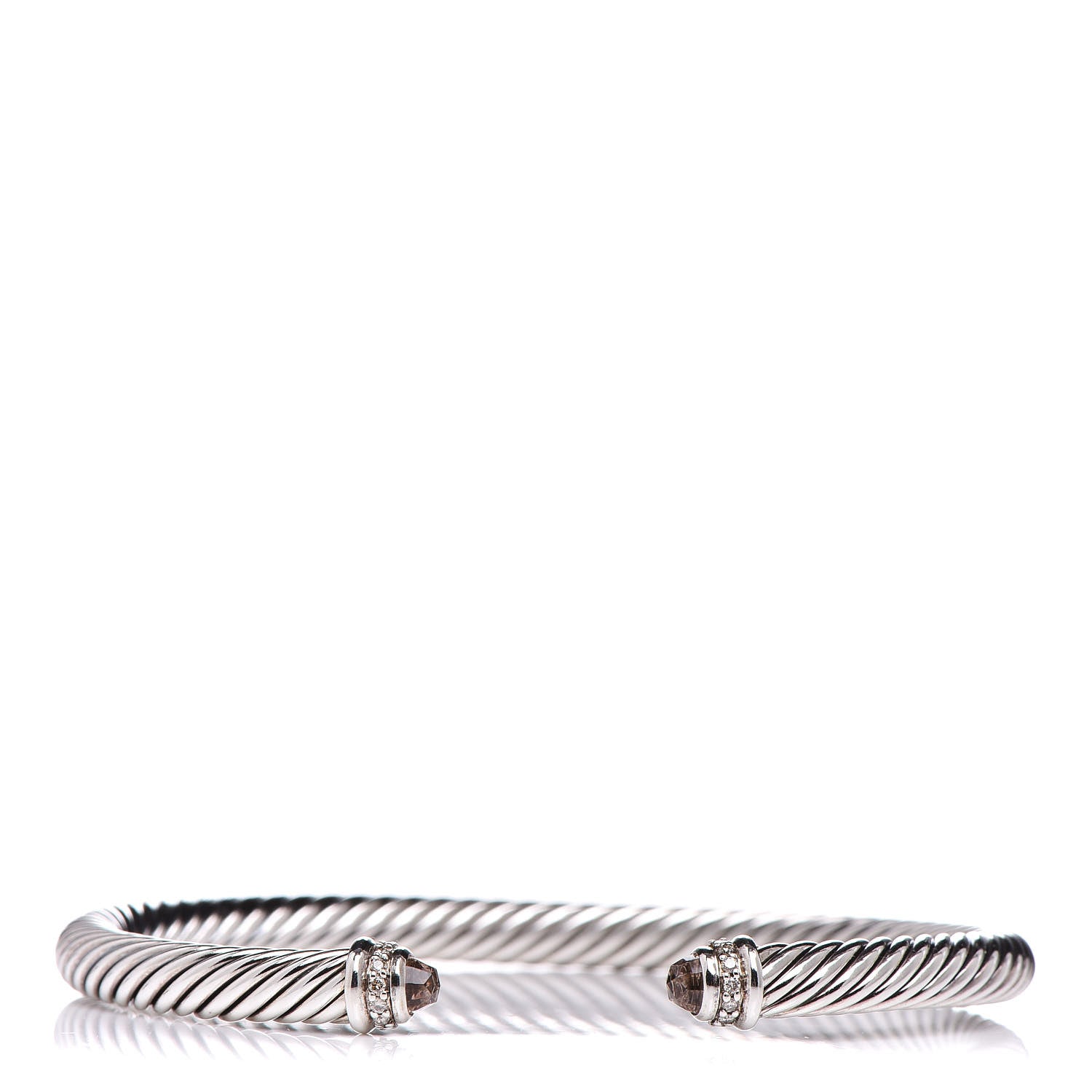 David Yurman Sterling Silver Diamond Morganite 5mm Cable Classics Bracelet 1 of 5