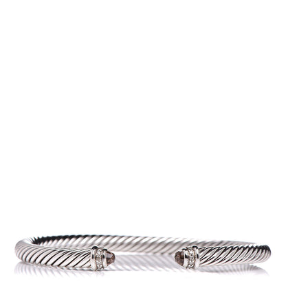 David Yurman Sterling Silver Diamond Morganite 5mm Cable Classics Bracelet 1 of 5