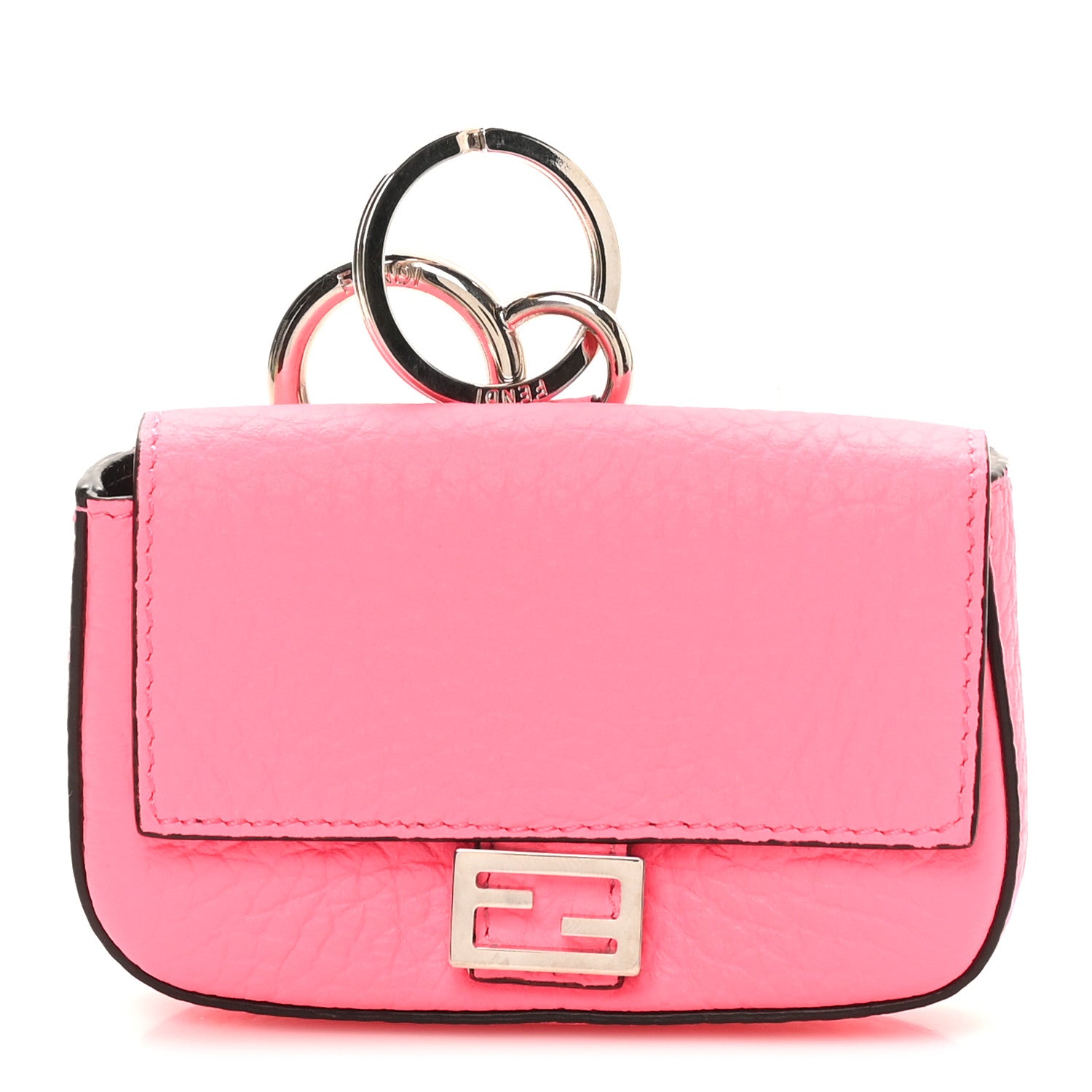 Fendi Cuoio Romano Micro Baguette Charm Rosa Fluo 1 of 9