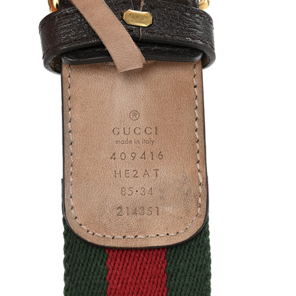 Gucci Nylon Calfskin Double G Web 40mm Belt 85 34 Green Red Dark Cocoa 5 of 8