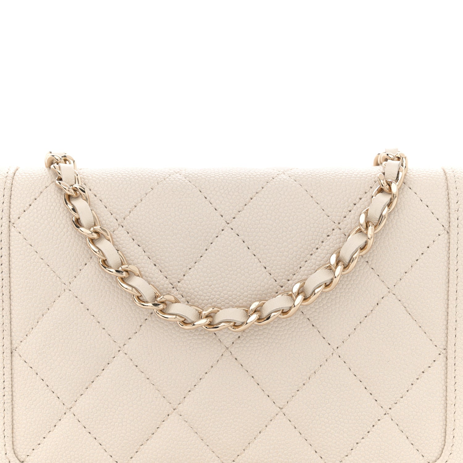 Chanel Caviar Quilted Vintage Mademoiselle Wallet On Chain WOC White 8 of 15