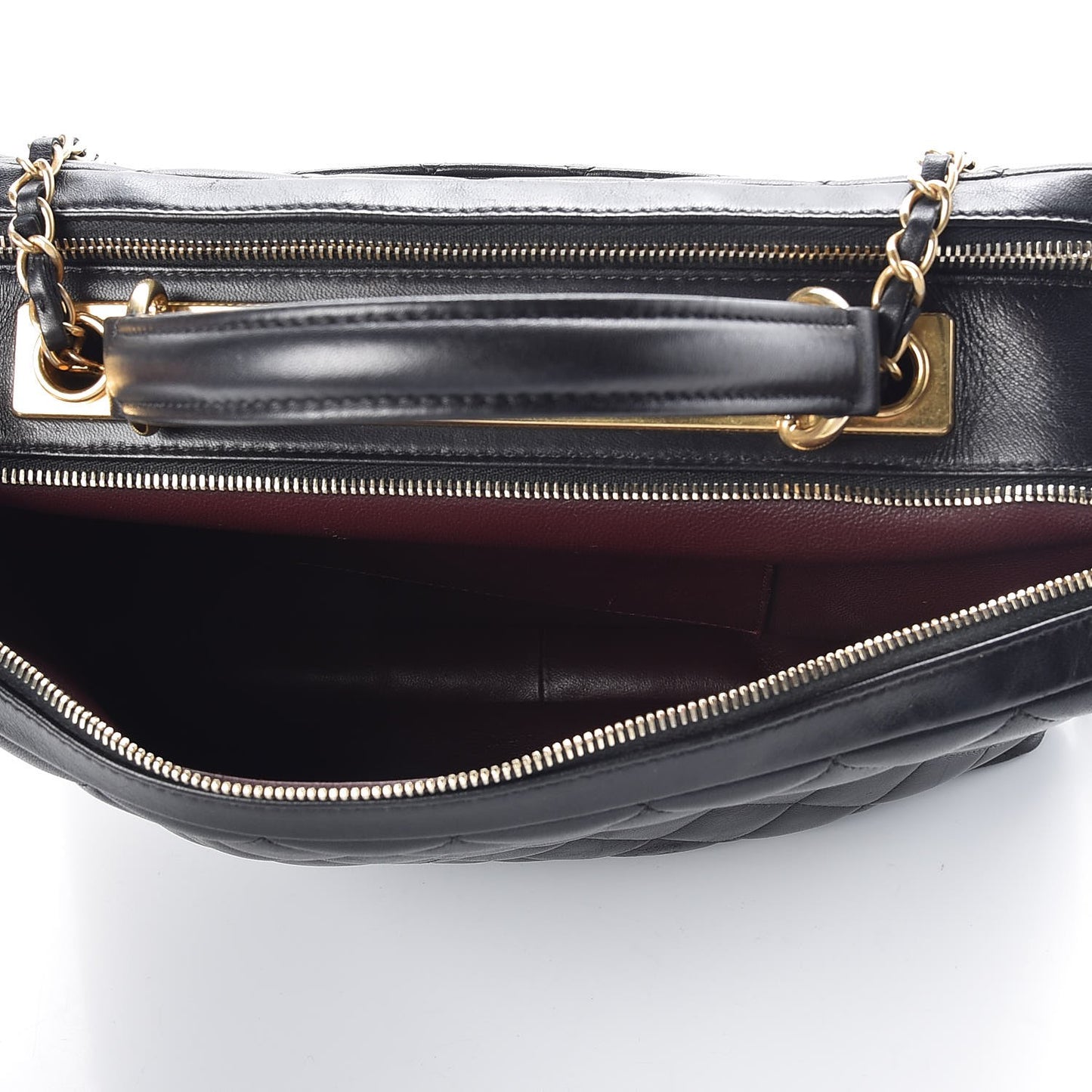 Lambskin Quilted Trendy CC Bowling Bag Black