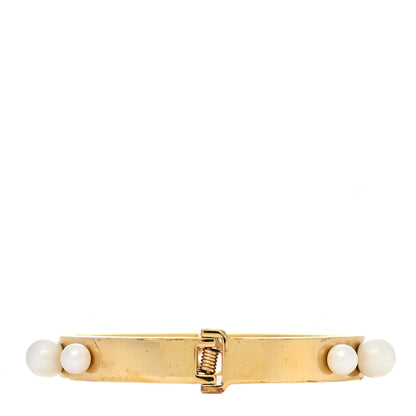 Fendi Metal Pearl Logo Bracelet S Gold 3 of 6