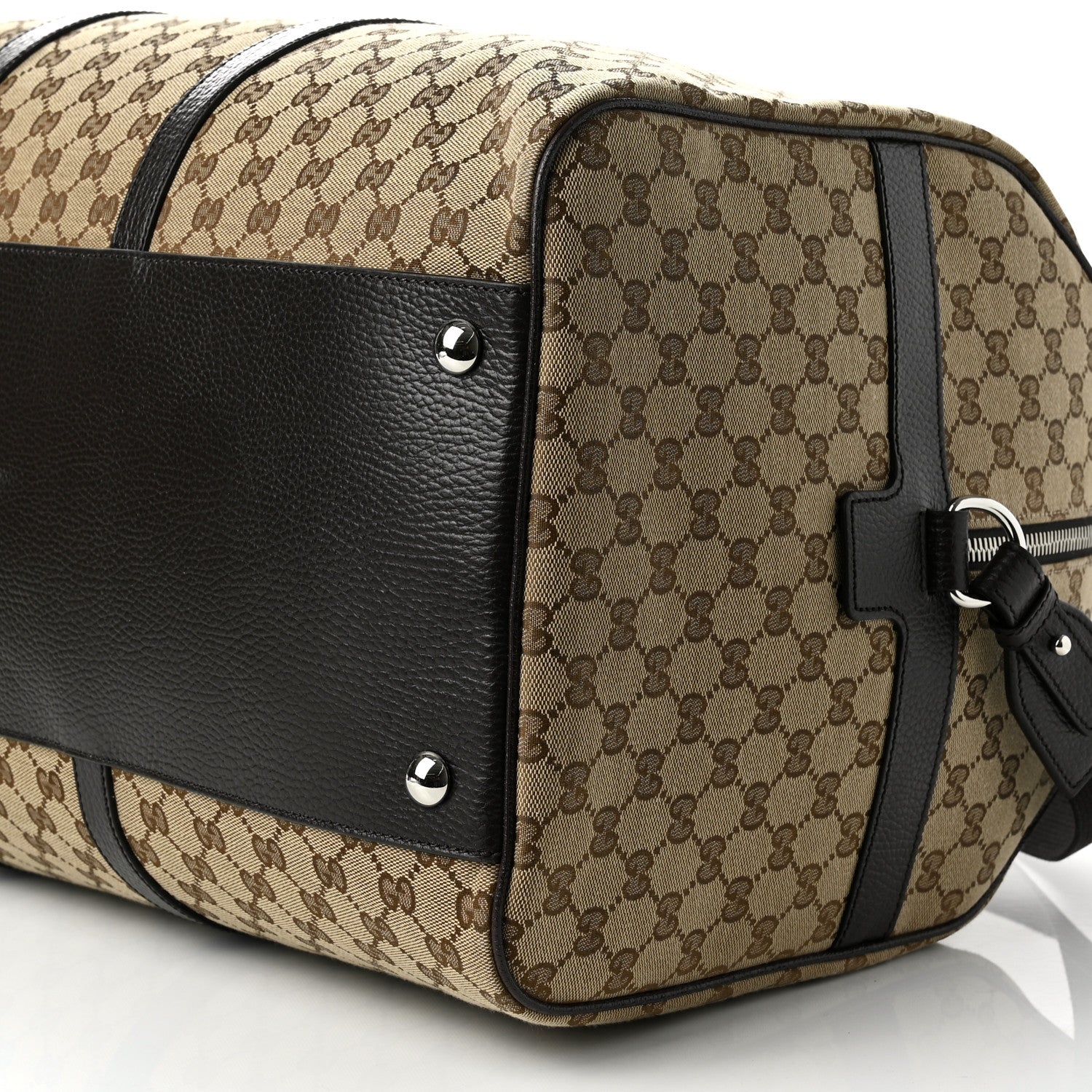 Gucci Monogram Dollar Calfskin Large Boston Duffle Bag Beige Ebony Testa di Moro Marrone Scuro 10 of 10