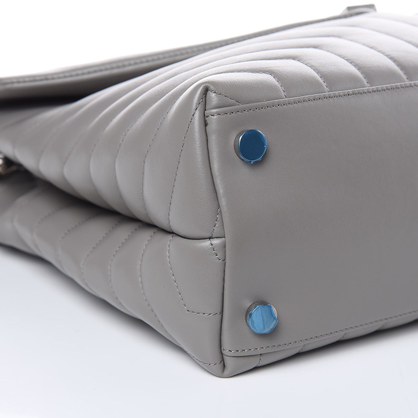Calfskin Y Quilted Monogram Large Loulou Chain Satchel Light Grey