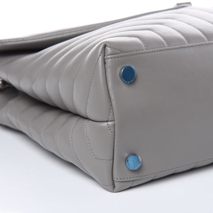 Saint Laurent Calfskin Y Quilted Monogram Large Loulou Chain Satchel Light Grey 8 of 16