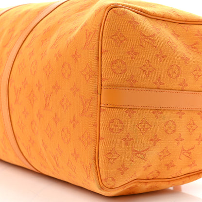 Louis Vuitton Denim Monogram Keepall Bandouliere 50 Ocre 9 of 13